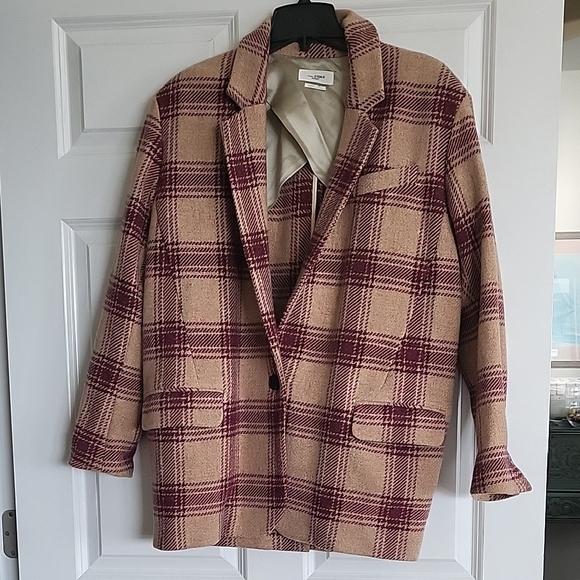 Isabel Marant Jackets & Blazers - Isabel Marant Beige and Burgundy Plaid Blazer